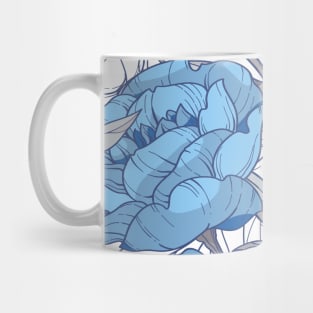 Blue and gray peonies Mug